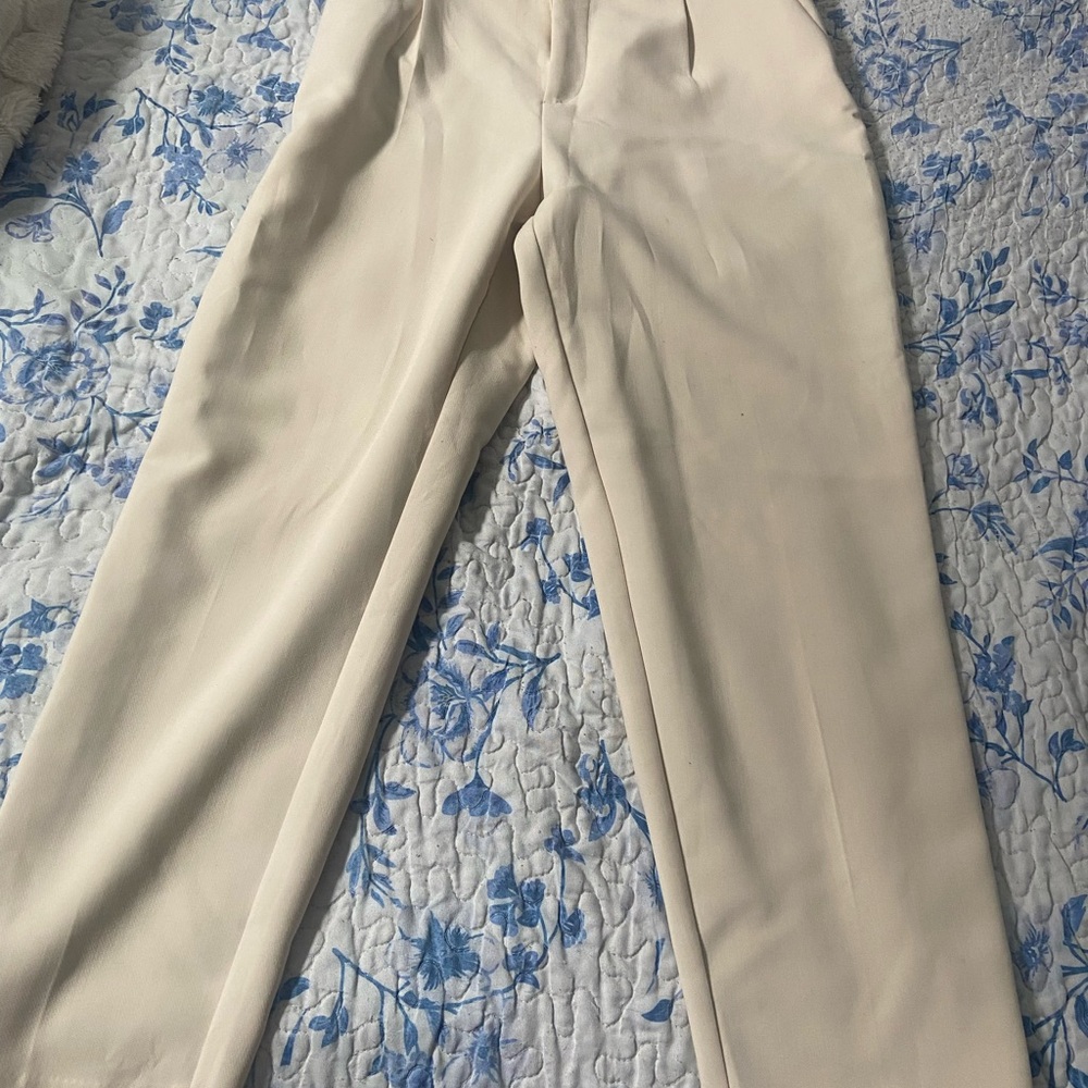 Zara Cream Straight-Leg Trousers